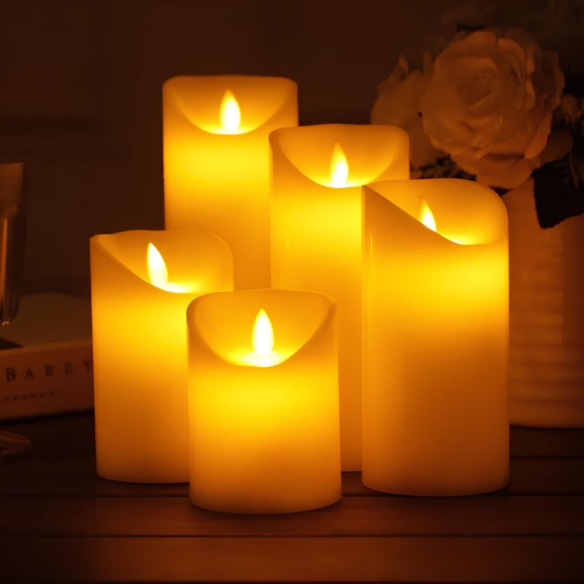 Velas sin llama en bloque