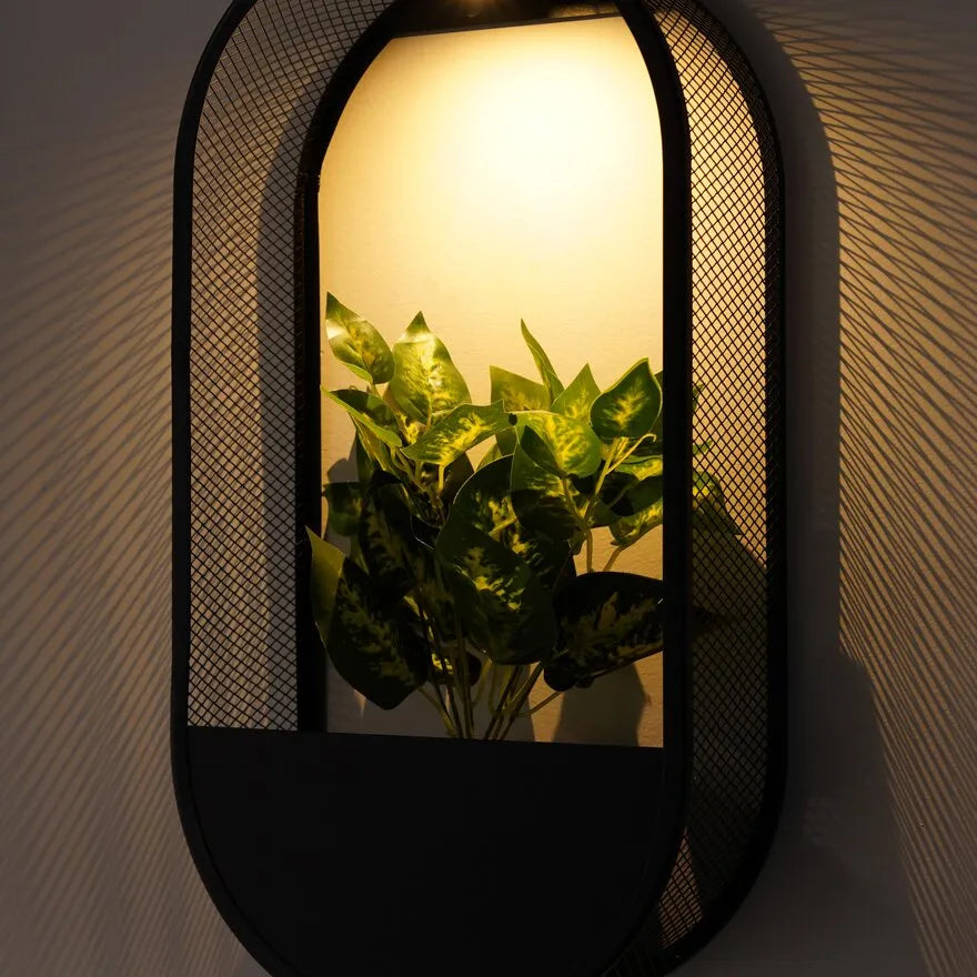 Lámpara de pared con maceta solar