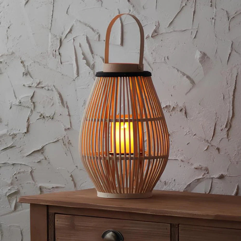 WeaveCraft™ Farol de bambú