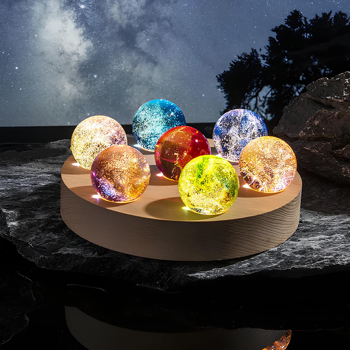Luminous crystal galaxy orbs