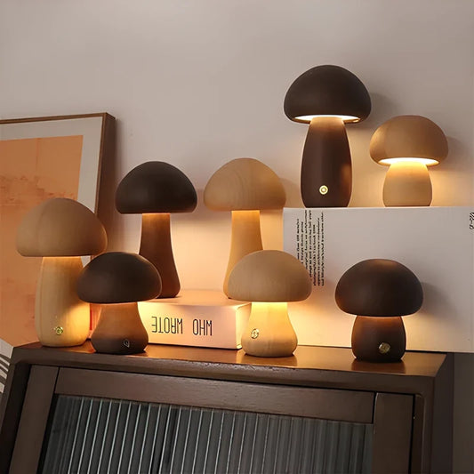 Lumishroom™ Lámpara de mesa de madera