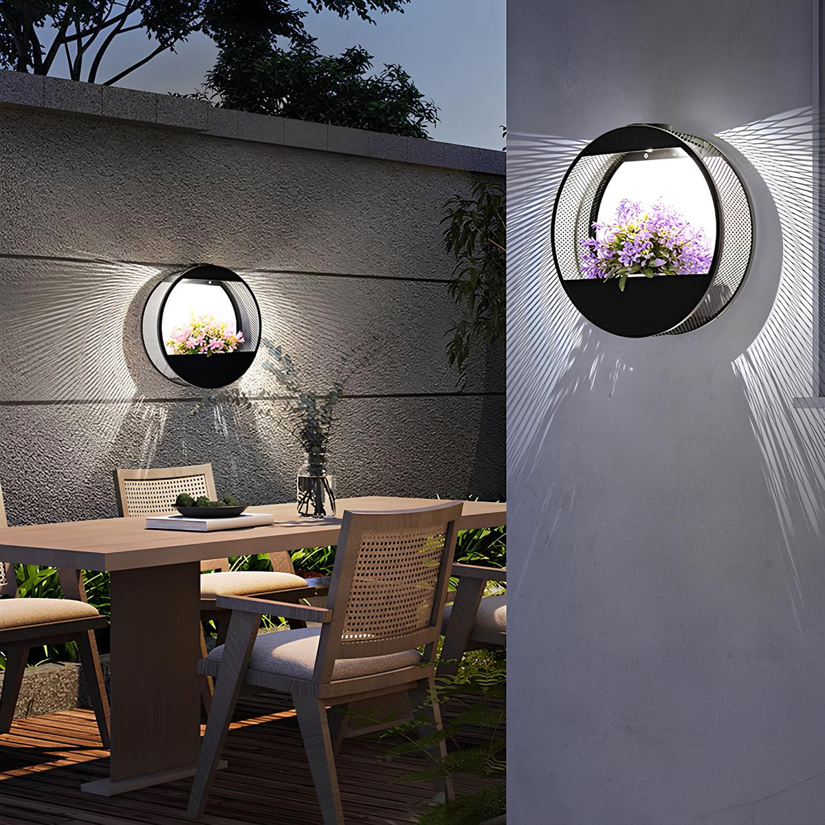 Lámpara de pared con maceta solar