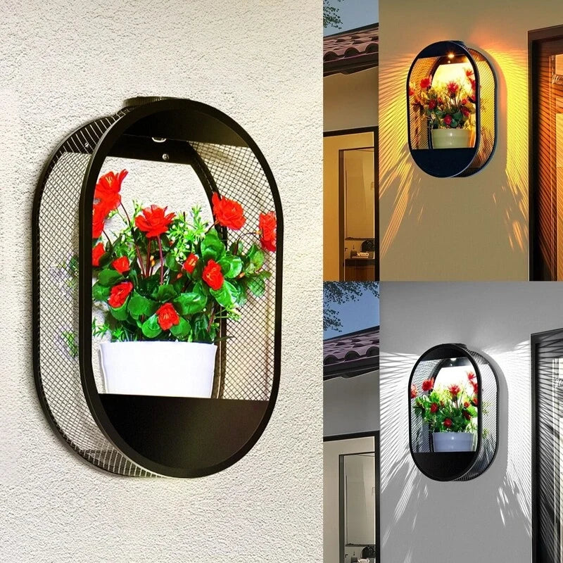 Lámpara de pared con maceta solar