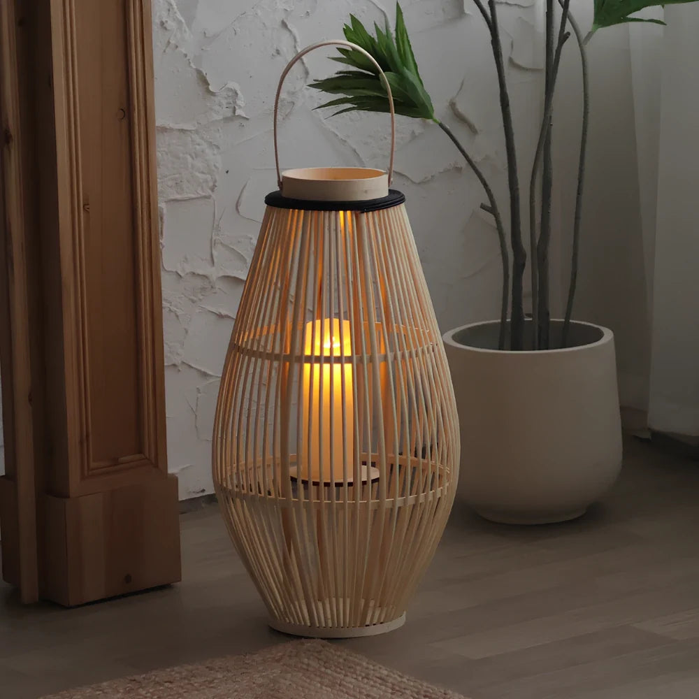 WeaveCraft™ Farol de bambú