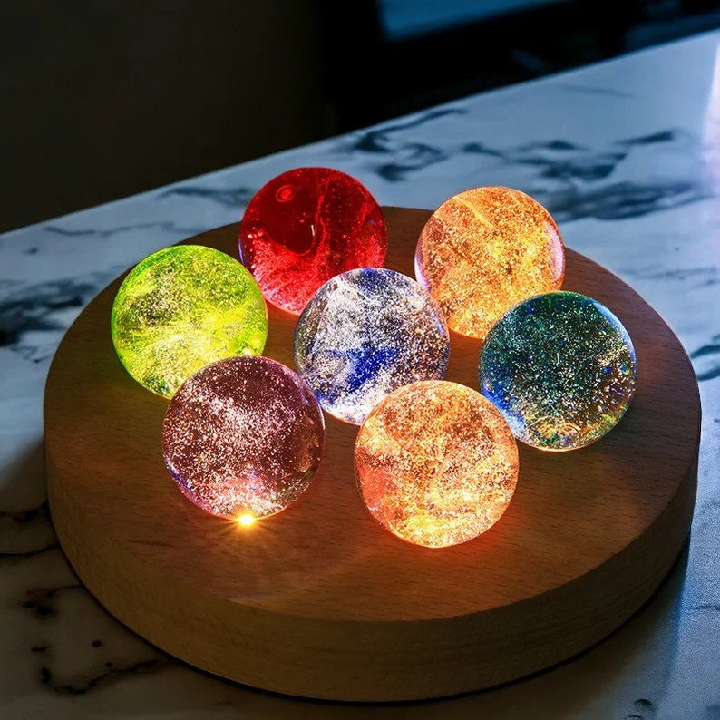 Luminous crystal galaxy orbs